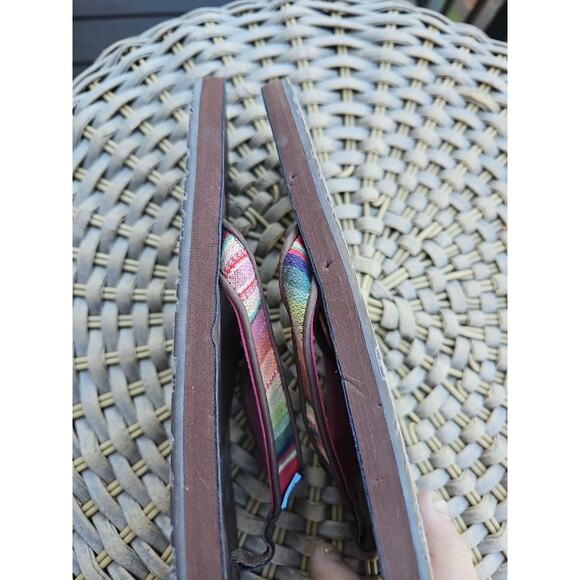 Toms Women's 6 Piper Print Slip On Flip Flops Flats Sandals Stripe Beach - Picture 7 of 9